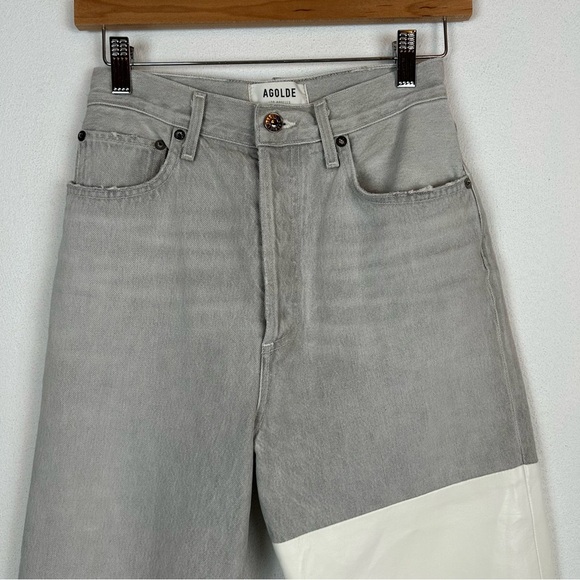 Agolde Pieced 90s Pinch Waist Leather Jeans Coin Grey White Lace 25 - Picture 6 of 14